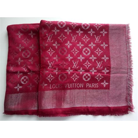 louis vuitton cashmere silk shawl red navy logo|Louis Vuitton denim shawl.